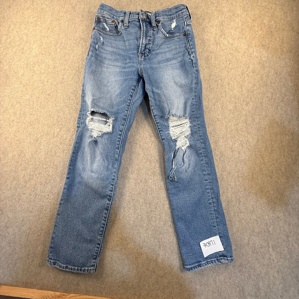 Madwell The Perfect Vintage Jean Distressed High Rise Blue Denim 24P